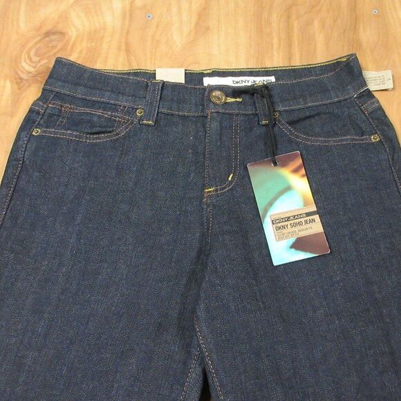 DKNY Boot Cut Regular Fit Soho Denim Jeans Sz 8 Wide Leg Flared Flap Pockets NWT - Picture 3 of 16